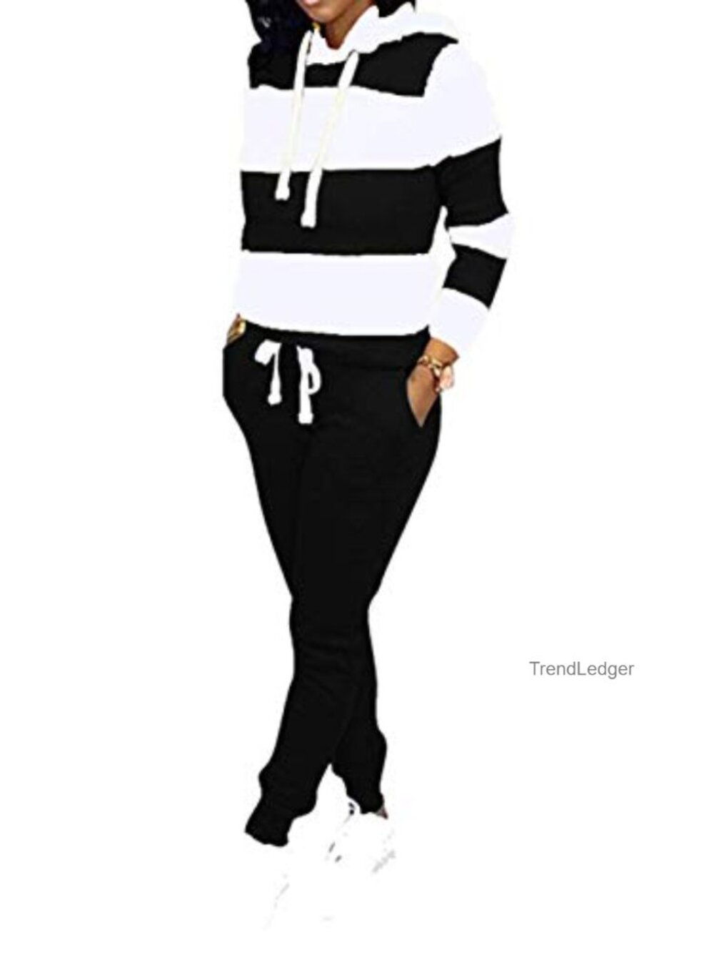 Women's 2 Piece Tracksuit Long Sleeve Athletic Set with Patchwork Pants